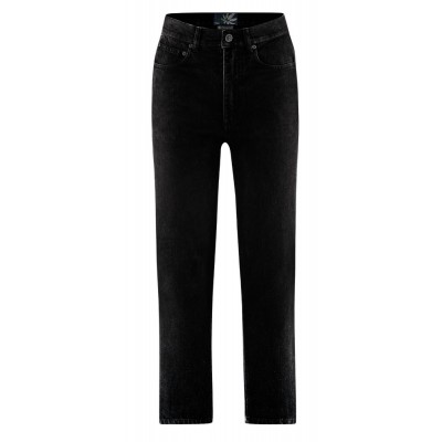 Jeans femme taille haute,NOIR, coupe droite, en chanvre et coton bio 